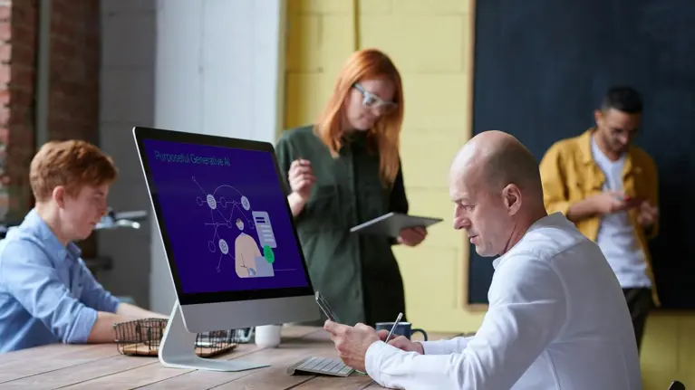 Multiple people working together and using Ai